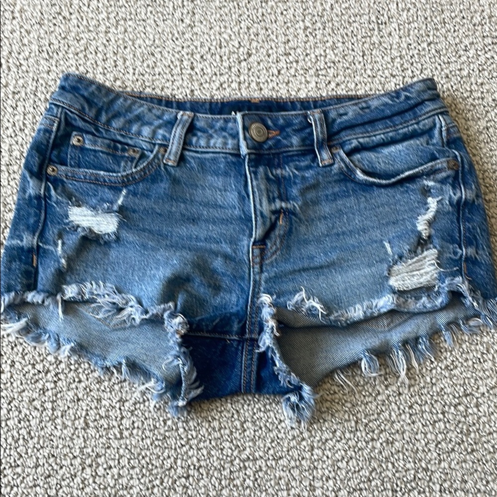 Aeropostale Blue Casual Distressed Jean Shorts